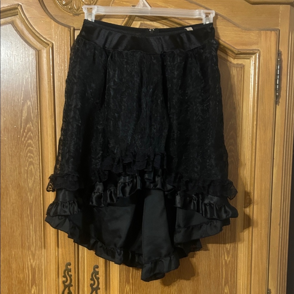 Elegant Black Lace High-Low Skirt